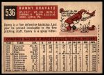 1959 Topps #536 Danny Kravitz<br />B59T 14 9638<br /><a class='button AddToCart' data-ajax='true' data-ajax-mode='replace' data-ajax-update='#cart-info' href='/AddToCart?itemId=7053767&quantity=1&type=0'>Add To Cart</a>