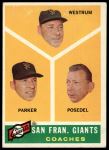 1960 Topps #469  -  Wes Westrum / Salty Parker / Bill Posedel Giants Coaches<br />B60T 14 1120<br /><a class='button AddToCart' data-ajax='true' data-ajax-mode='replace' data-ajax-update='#cart-info' href='/AddToCart?itemId=7054175&quantity=1&type=0'>Add To Cart</a>
