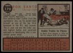 1962 Topps #170 NRM Ron Santo<br />B62T 12 5401<br /><a class='button AddToCart' data-ajax='true' data-ajax-mode='replace' data-ajax-update='#cart-info' href='/AddToCart?itemId=7054783&quantity=1&type=0'>Add To Cart</a>