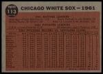 1962 Topps #113 NRM  White Sox Team<br />B62T 12 5425<br /><a class='button AddToCart' data-ajax='true' data-ajax-mode='replace' data-ajax-update='#cart-info' href='/AddToCart?itemId=7054809&quantity=1&type=0'>Add To Cart</a>