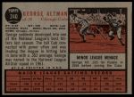 1962 Topps #240 George Altman<br />B62T 12 5547<br /><a class='button AddToCart' data-ajax='true' data-ajax-mode='replace' data-ajax-update='#cart-info' href='/AddToCart?itemId=7054933&quantity=1&type=0'>Add To Cart</a>