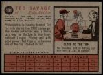 1962 Topps #104 Ted Savage<br />B62T 12 5589<br /><a class='button AddToCart' data-ajax='true' data-ajax-mode='replace' data-ajax-update='#cart-info' href='/AddToCart?itemId=7054975&quantity=1&type=0'>Add To Cart</a>