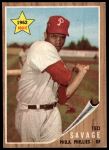 1962 Topps #104 Ted Savage<br />B62T 12 5589<br /><a class='button AddToCart' data-ajax='true' data-ajax-mode='replace' data-ajax-update='#cart-info' href='/AddToCart?itemId=7054975&quantity=1&type=0'>Add To Cart</a>