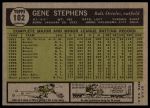 1961 Topps #102 Gene Stephens<br />B61T 15 0769<br /><a class='button AddToCart' data-ajax='true' data-ajax-mode='replace' data-ajax-update='#cart-info' href='/AddToCart?itemId=7055950&quantity=1&type=0'>Add To Cart</a>