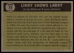 1961 Topps #75  -  Larry Jackson / Lindy McDaniel Lindy Shows Larry<br />B61T 15 0851<br /><a class='button AddToCart' data-ajax='true' data-ajax-mode='replace' data-ajax-update='#cart-info' href='/AddToCart?itemId=7056037&quantity=1&type=0'>Add To Cart</a>
