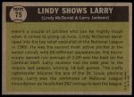 1961 Topps #75  -  Larry Jackson / Lindy McDaniel Lindy Shows Larry<br />B61T 15 0940<br /><a class='button AddToCart' data-ajax='true' data-ajax-mode='replace' data-ajax-update='#cart-info' href='/AddToCart?itemId=7056127&quantity=1&type=0'>Add To Cart</a>