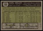 1961 Topps #105 Carl Willey<br />B61T 15 0952<br /><a class='button AddToCart' data-ajax='true' data-ajax-mode='replace' data-ajax-update='#cart-info' href='/AddToCart?itemId=7056141&quantity=1&type=0'>Add To Cart</a>