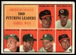 1961 Topps #48  -  Bud Daley / Art Ditmar / Chuck Estrada / Frank Lary / Milt Pappas / Jim Perry AL Pitching Leaders<br />B61T 15 1118<br /><a class='button AddToCart' data-ajax='true' data-ajax-mode='replace' data-ajax-update='#cart-info' href='/AddToCart?itemId=7056312&quantity=1&type=0'>Add To Cart</a>