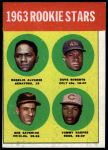 1963 Topps #158  -  Tommy Harper / Rogelio Alvarez / Dave Roberts / Bob Saverine Rookie Stars<br />B63T 10 9492<br /><a class='button AddToCart' data-ajax='true' data-ajax-mode='replace' data-ajax-update='#cart-info' href='/AddToCart?itemId=7056696&quantity=1&type=0'>Add To Cart</a>