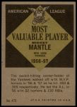 1961 Topps #475  -  Mickey Mantle Most Valuable Player<br />ST01 06 8321<br /><a class='button AddToCart' data-ajax='true' data-ajax-mode='replace' data-ajax-update='#cart-info' href='/AddToCart?itemId=7058418&quantity=1&type=0'>Add To Cart</a>