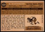 1960 Topps #268 Al Worthington<br />B60T 14 1699<br /><a class='button AddToCart' data-ajax='true' data-ajax-mode='replace' data-ajax-update='#cart-info' href='/AddToCart?itemId=7058862&quantity=1&type=0'>Add To Cart</a>