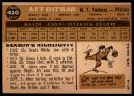 1960 Topps #430 Art Ditmar<br />B60T 14 1719<br /><a class='button AddToCart' data-ajax='true' data-ajax-mode='replace' data-ajax-update='#cart-info' href='/AddToCart?itemId=7058882&quantity=1&type=0'>Add To Cart</a>