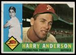 1960 Topps #285 Harry Anderson<br />B60T 14 1733<br /><a class='button AddToCart' data-ajax='true' data-ajax-mode='replace' data-ajax-update='#cart-info' href='/AddToCart?itemId=7058898&quantity=1&type=0'>Add To Cart</a>