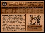 1960 Topps #410 Sam Jones<br />B60T 14 1785<br /><a class='button AddToCart' data-ajax='true' data-ajax-mode='replace' data-ajax-update='#cart-info' href='/AddToCart?itemId=7058951&quantity=1&type=0'>Add To Cart</a>