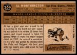1960 Topps #268 Al Worthington<br />B60T 14 1795<br /><a class='button AddToCart' data-ajax='true' data-ajax-mode='replace' data-ajax-update='#cart-info' href='/AddToCart?itemId=7058961&quantity=1&type=0'>Add To Cart</a>