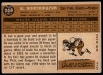 1960 Topps #268 Al Worthington<br />B60T 14 1920<br /><a class='button AddToCart' data-ajax='true' data-ajax-mode='replace' data-ajax-update='#cart-info' href='/AddToCart?itemId=7059089&quantity=1&type=0'>Add To Cart</a>