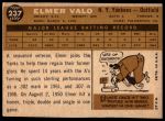 1960 Topps #237 Elmer Valo<br />B60T 14 2035<br /><a class='button AddToCart' data-ajax='true' data-ajax-mode='replace' data-ajax-update='#cart-info' href='/AddToCart?itemId=7059204&quantity=1&type=0'>Add To Cart</a>