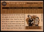 1960 Topps #246 Lee Maye<br />B60T 14 2160<br /><a class='button AddToCart' data-ajax='true' data-ajax-mode='replace' data-ajax-update='#cart-info' href='/AddToCart?itemId=7059330&quantity=1&type=0'>Add To Cart</a>