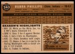 1960 Topps #243 Bubba Phillips<br />B60T 14 2182<br /><a class='button AddToCart' data-ajax='true' data-ajax-mode='replace' data-ajax-update='#cart-info' href='/AddToCart?itemId=7059355&quantity=1&type=0'>Add To Cart</a>