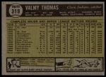 1961 Topps #319 Valmy Thomas<br />B61T 15 1245<br /><a class='button AddToCart' data-ajax='true' data-ajax-mode='replace' data-ajax-update='#cart-info' href='/AddToCart?itemId=7059779&quantity=1&type=0'>Add To Cart</a>