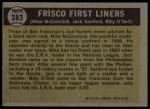 1961 Topps #383  -  Mike McCormick/ Jack Sanford / Billy ODell Frisco First Liners<br />B61T 15 1259<br /><a class='button AddToCart' data-ajax='true' data-ajax-mode='replace' data-ajax-update='#cart-info' href='/AddToCart?itemId=7059793&quantity=1&type=0'>Add To Cart</a>