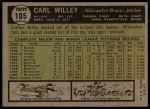 1961 Topps #105 Carl Willey<br />B61T 15 1296<br /><a class='button AddToCart' data-ajax='true' data-ajax-mode='replace' data-ajax-update='#cart-info' href='/AddToCart?itemId=7059830&quantity=1&type=0'>Add To Cart</a>
