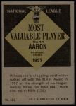 1961 Topps #484  -  Hank Aaron Most Valuable Player<br />B61T 15 1683<br /><a class='button AddToCart' data-ajax='true' data-ajax-mode='replace' data-ajax-update='#cart-info' href='/AddToCart?itemId=7060323&quantity=1&type=0'>Add To Cart</a>