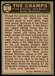 1967 Topps #1  -  Frank Robinson / Brooks Robinson / Hank Bauer The Champs<br />B67T 14 4707<br /><a class='button AddToCart' data-ajax='true' data-ajax-mode='replace' data-ajax-update='#cart-info' href='/AddToCart?itemId=7060631&quantity=1&type=0'>Add To Cart</a>
