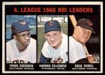 1967 Topps #241  -  Harmon Killebrew / Boog Powell / Frank Robinson AL RBI Leaders<br />B67T 14 4942<br /><a class='button AddToCart' data-ajax='true' data-ajax-mode='replace' data-ajax-update='#cart-info' href='/AddToCart?itemId=7060925&quantity=1&type=0'>Add To Cart</a>