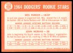 1964 Topps #456  -  Wes Parker / John Werhas Dodgers Rookies<br />B64T 12 7992<br /><a class='button AddToCart' data-ajax='true' data-ajax-mode='replace' data-ajax-update='#cart-info' href='/AddToCart?itemId=7061365&quantity=1&type=0'>Add To Cart</a>