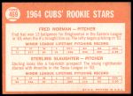 1964 Topps #469  -  Fred Norman / Sterling Slaughter Cubs Rookies<br />B64T 12 8079<br /><a class='button AddToCart' data-ajax='true' data-ajax-mode='replace' data-ajax-update='#cart-info' href='/AddToCart?itemId=7061459&quantity=1&type=0'>Add To Cart</a>