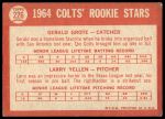 1964 Topps #226  -  Jerry Grote / Larry Yellen Colt 45s Rookies<br />B64T 12 8100<br /><a class='button AddToCart' data-ajax='true' data-ajax-mode='replace' data-ajax-update='#cart-info' href='/AddToCart?itemId=7061480&quantity=1&type=0'>Add To Cart</a>