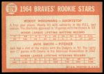1964 Topps #378  -  Woody Woodward / Jack Smith Braves Rookies<br />B64T 12 8266<br /><a class='button AddToCart' data-ajax='true' data-ajax-mode='replace' data-ajax-update='#cart-info' href='/AddToCart?itemId=7061684&quantity=1&type=0'>Add To Cart</a>