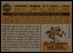 1960 Topps #499 Johnny James<br />B60T 14 2240<br /><a class='button AddToCart' data-ajax='true' data-ajax-mode='replace' data-ajax-update='#cart-info' href='/AddToCart?itemId=7062164&quantity=1&type=0'>Add To Cart</a>