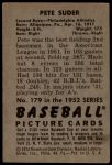 1952 Bowman #179 Pete Suder<br />B52B 01 8789<br /><a class='button AddToCart' data-ajax='true' data-ajax-mode='replace' data-ajax-update='#cart-info' href='/AddToCart?itemId=7063187&quantity=1&type=0'>Add To Cart</a>