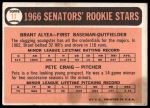 1966 Topps #11  -  Brant Alyea / Pete Craig Senators Rookies<br />B66T 14 6341<br /><a class='button AddToCart' data-ajax='true' data-ajax-mode='replace' data-ajax-update='#cart-info' href='/AddToCart?itemId=7064377&quantity=1&type=0'>Add To Cart</a>