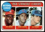 1969 Topps #12  -  Bob Gibson / Fergie Jenkins / Bill Singer NL Strikeout Leaders<br />B69T 17 3630<br /><a class='button AddToCart' data-ajax='true' data-ajax-mode='replace' data-ajax-update='#cart-info' href='/AddToCart?itemId=7065195&quantity=1&type=0'>Add To Cart</a>