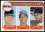 1969 Topps #619  -  Pat Kelly / Bill Butler / Juan Rios Royals Rookies<br />B69T 17 3929<br /><a class='button AddToCart' data-ajax='true' data-ajax-mode='replace' data-ajax-update='#cart-info' href='/AddToCart?itemId=7065793&quantity=1&type=0'>Add To Cart</a>