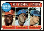 1969 Topps #12  -  Bob Gibson / Fergie Jenkins / Bill Singer NL Strikeout Leaders<br />B69T 17 4859<br /><a class='button AddToCart' data-ajax='true' data-ajax-mode='replace' data-ajax-update='#cart-info' href='/AddToCart?itemId=7066207&quantity=1&type=0'>Add To Cart</a>
