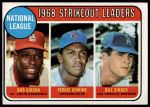 1969 Topps #12  -  Bob Gibson / Fergie Jenkins / Bill Singer NL Strikeout Leaders<br />B69T 17 5661<br /><a class='button AddToCart' data-ajax='true' data-ajax-mode='replace' data-ajax-update='#cart-info' href='/AddToCart?itemId=7067017&quantity=1&type=0'>Add To Cart</a>