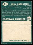 1960 Topps #81 Andy Robustelli<br />F60T 05 5330<br /><a class='button AddToCart' data-ajax='true' data-ajax-mode='replace' data-ajax-update='#cart-info' href='/AddToCart?itemId=7067779&quantity=1&type=0'>Add To Cart</a>