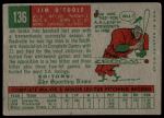 1959 Topps #136 Jim O'Toole<br />B59T 15 0464<br /><a class='button AddToCart' data-ajax='true' data-ajax-mode='replace' data-ajax-update='#cart-info' href='/AddToCart?itemId=7067982&quantity=1&type=0'>Add To Cart</a>