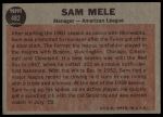 1962 Topps #482 Sam Mele<br />B62T 12 6061<br /><a class='button AddToCart' data-ajax='true' data-ajax-mode='replace' data-ajax-update='#cart-info' href='/AddToCart?itemId=7068839&quantity=1&type=0'>Add To Cart</a>
