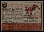 1962 Topps #174 xCAP Carl Willey<br />B62T 12 6242<br /><a class='button AddToCart' data-ajax='true' data-ajax-mode='replace' data-ajax-update='#cart-info' href='/AddToCart?itemId=7069023&quantity=1&type=0'>Add To Cart</a>