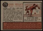 1962 Topps #174 xCAP Carl Willey<br />B62T 12 6299<br /><a class='button AddToCart' data-ajax='true' data-ajax-mode='replace' data-ajax-update='#cart-info' href='/AddToCart?itemId=7069080&quantity=1&type=0'>Add To Cart</a>