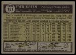 1961 Topps #181 Fred Green<br />B61T 15 1865<br /><a class='button AddToCart' data-ajax='true' data-ajax-mode='replace' data-ajax-update='#cart-info' href='/AddToCart?itemId=7069283&quantity=1&type=0'>Add To Cart</a>