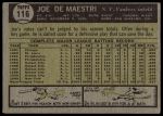 1961 Topps #116 Joe DeMaestri<br />B61T 15 2061<br /><a class='button AddToCart' data-ajax='true' data-ajax-mode='replace' data-ajax-update='#cart-info' href='/AddToCart?itemId=7069482&quantity=1&type=0'>Add To Cart</a>