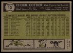 1961 Topps #13 Chuck Cottier<br />B61T 15 2076<br /><a class='button AddToCart' data-ajax='true' data-ajax-mode='replace' data-ajax-update='#cart-info' href='/AddToCart?itemId=7069498&quantity=1&type=0'>Add To Cart</a>