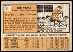 1963 Topps #87 Bob Veale<br />B63T 10 9755<br /><a class='button AddToCart' data-ajax='true' data-ajax-mode='replace' data-ajax-update='#cart-info' href='/AddToCart?itemId=7070064&quantity=1&type=0'>Add To Cart</a>