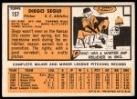 1963 Topps #157 Diego Segui<br />B63T 10 9863<br /><a class='button AddToCart' data-ajax='true' data-ajax-mode='replace' data-ajax-update='#cart-info' href='/AddToCart?itemId=7070173&quantity=1&type=0'>Add To Cart</a>